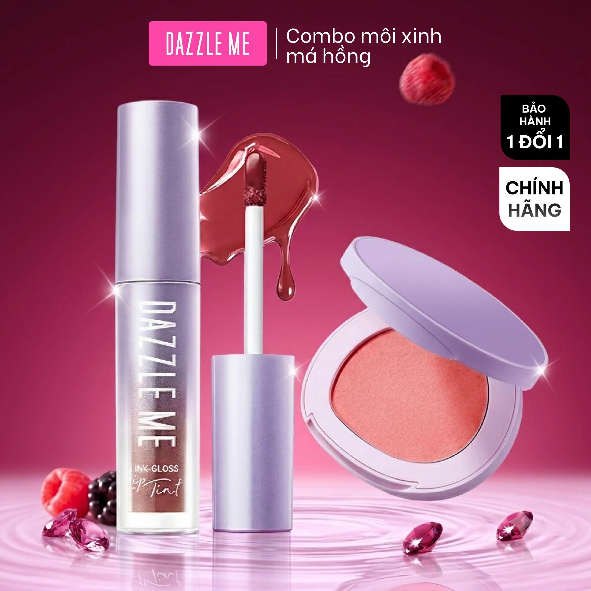 [Combo Môi xinh – Má hồng Barenbliss] Son tint bóng Dazzle Me Ink-Gloss Lip Tint và Má hồng Barenbliss Moist Mochi Paste Powder Blush