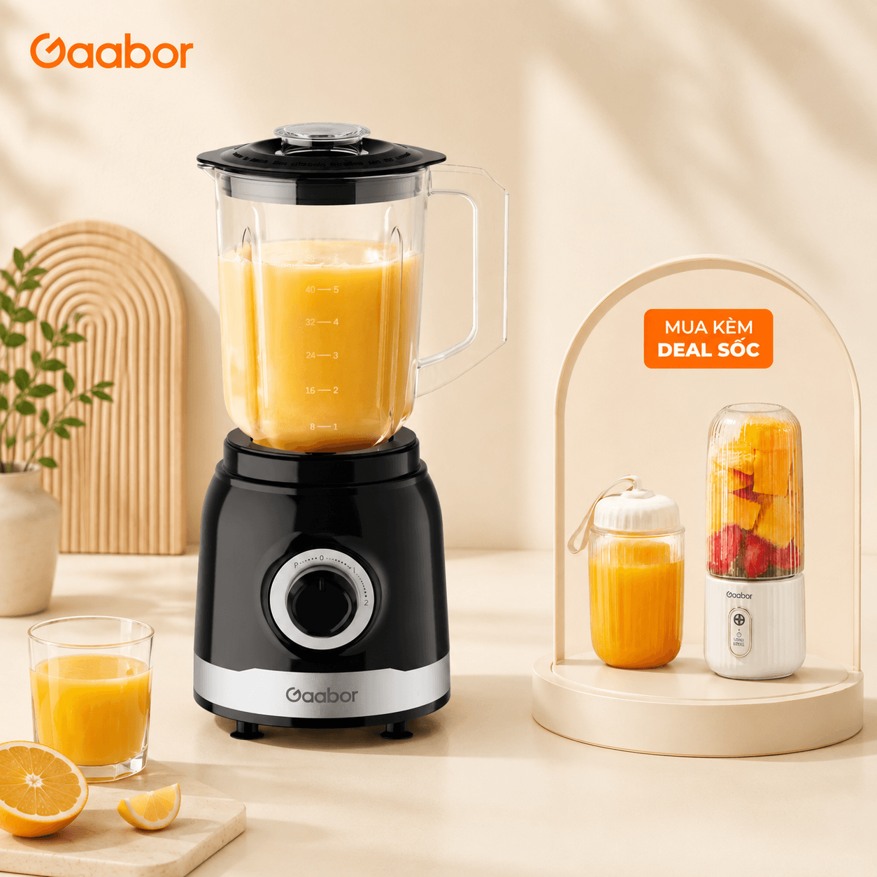Bộ máy xay thực phẩm 3 cối JM-16M02A hiệu Gaabor (màu đen)